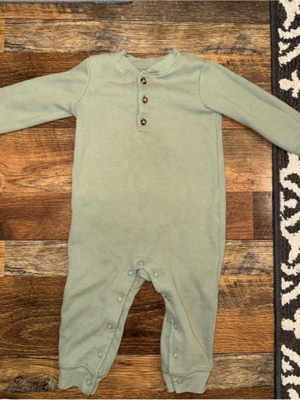 Carter's Sage Green Ribbed Long-Sleeve One-Piece